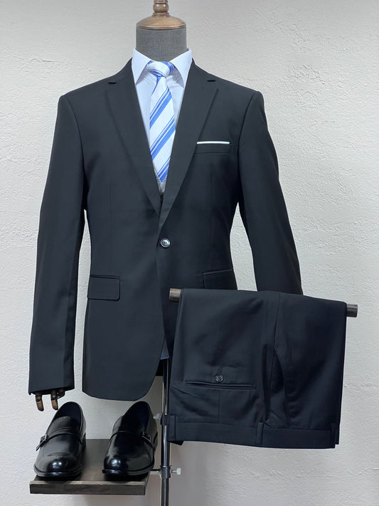 3-Piece 1-Button, Simple Black Mix To Match Slim Fit Suit