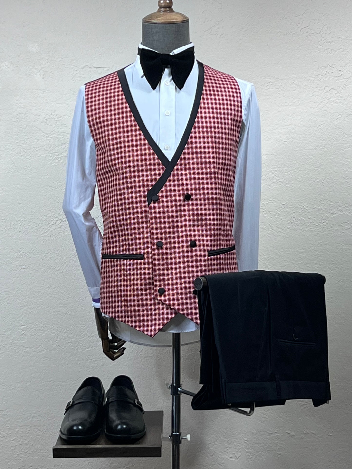 3-Piece , Mix To Match 1-Button Pink Slim Fit Tuxedo With Shawl lapel