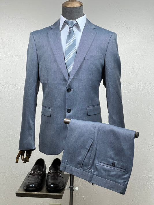 2-Piece , 2-Button & 2-Split Gray Slim Fit Suit In Size 40, Pants 34