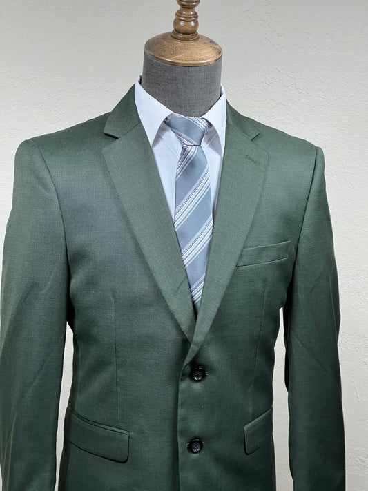 2-Piece , 2-Button, 2-Split Light Green Slim Fit Suit Available in Size 40