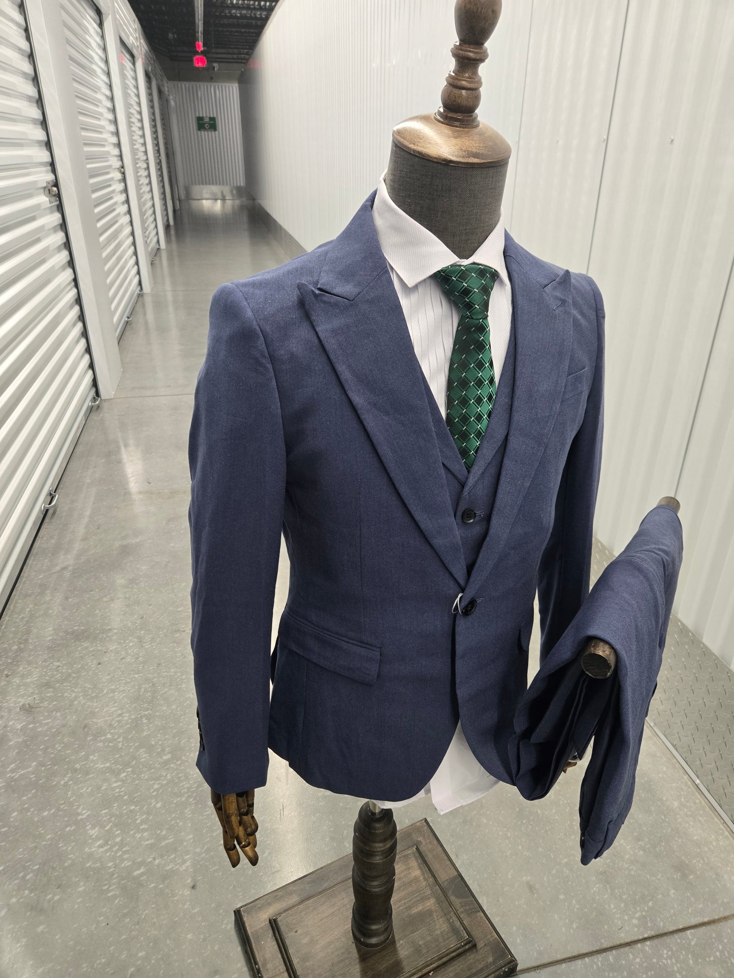 3-Piece , 1-button Blue Suit