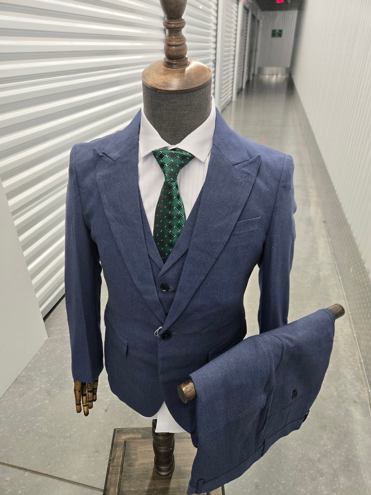 3-Piece , 1-button Blue Suit